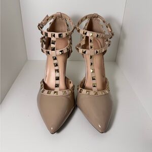 Wild Diva Beige Studded Heels